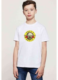Resim Tshirthane Guns'N Roses Baskılı Unisex Çocuk Beyaz T-Shirt 