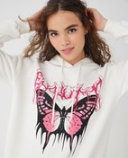 Resim Oversize Baskılı Sweatshirt Kapüşonlu İçi Polarlı 