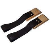 Resim Doğal Ahşap Duvar Deri Kemerli Raf Ayağı 2li Set Raf dahil değil 