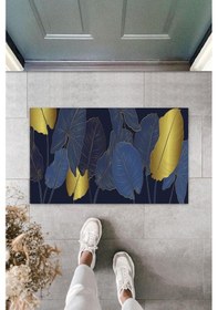 Resim Dijital Büyük Yaprak Gold Kapı Paspası Dış Mekan Paspas K-3060 