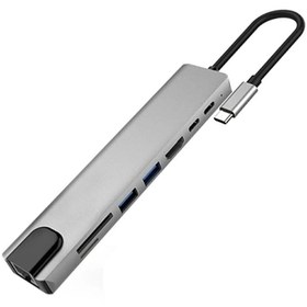 Resim BONJUX 8 In 1 Rj45 Ethernet Sd Tf Usb Type C Hub Hdmı Giriş Ipad Macbook Pro Macbook Çoğaltıcı Çevirici 