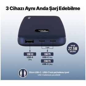 Resim Chargeup Pro Lcd 10.000mah Pd 20w Taşınabilir Hızlı Şarj Aleti / Powerbank Lacivert 