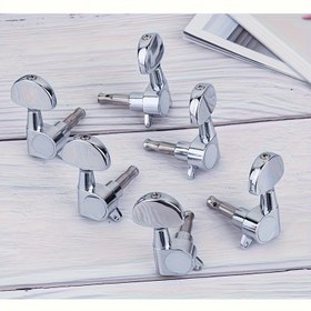 Resim 6 adet Gümüş Gri Metal Gitar Tarama Kolu - Kolay Kurulumlu Yedek Makine Başlıkları, Gitarlar ve Basslar için Oval Kavrama 