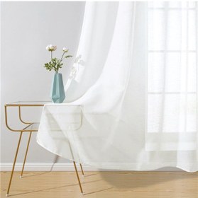 Resim Tül Perde Kapsüllü Kuş Gözü Perde Keten Tül Ekru 