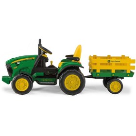 Resim Peg Perego John Deere Ground Force With Trailer 12 Volt Akülü Traktör 