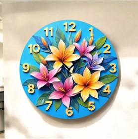 Resim Çiçek Renkli Baskı Desenli Sayılı Hediyelik Ahşap Sessiz Tablo Duvar Saati 07 Renkli 