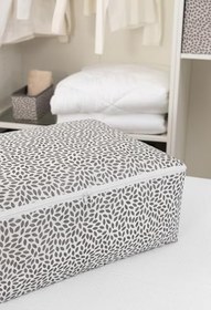 Resim 3'lü Büyük Boy Gri Yaprak Baskılı Baza Altı Yastık Yorgan Kazak Hurcu / 62x46x22 