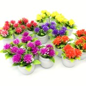 Resim Oyuncak Evler İçin Beyaz Saksılarda Renkli Yapay Çiçek Bitkileri - Gerçekçi Plastik Mikro Peyzaj Dekoru, Oyuncak Tren Setleri ve Hayvan Temalı Dioramalar için - Elektrik Gerekmez, 18 Yaş ve Üzeri İçin Güvenlidir 