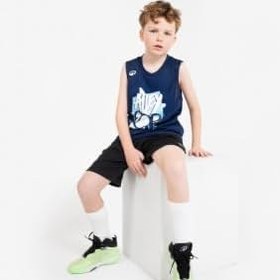 Resim Decathlon Kipsta Çocuk Basketbol Forması, Koyu Lacivert, 12-13 Yaş 