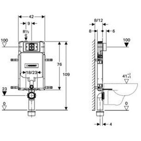 Resim Geberit Alpha Gömme Rezervuar 8 cm Kombifix Metal Ayaklı Seti (Stop Valf + Parlak Krom Kumanda Paneli Dahil) 110.174.00.1 