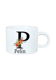 Resim Kişiye Özel Çiçek Harfli Motto Kahve Fincanı Saydam 