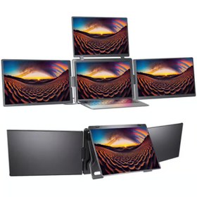 Resim Trimonitör 15.6” Üçlü Taşınabilir Monitör (Sabit Panel) Çoklu Ekran Laptop Notebook Monitörü 1920x1200 IPS Type-C 