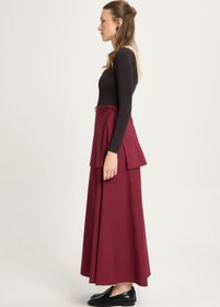 Resim minaaise Kadın Bordo Takma Kemerli Poplin Uzun Etek 30021 