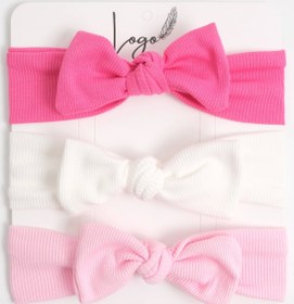 Resim LOGO AKSESUAR 0-3 Yaş Kız Bebek Bandana 3'lü Set (KOYU PEMBE-AÇIK PEMBE-BEYAZ) 
