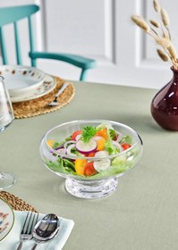 Resim Glamis Ay Model Ayaklı El Yapımı Cam Salata ve Sunum Kasesi 