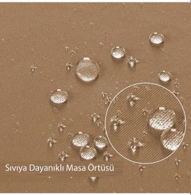 Resim Sıvı Geçirmez Dertsiz Keten Masa Örtüsü Vizon 