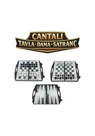 Resim Çantalı Üçü Bir Arada Set - Satranç - Tavla - Dama 