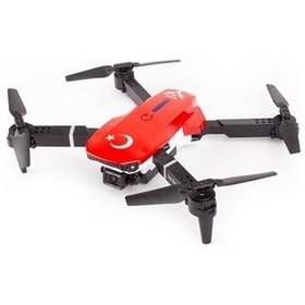 Resim İlk Dronum Katlanır Çift Kameralı Tek Tuşla Iniş Kalkış Başlangıç Drone Model (3 Bataryalı, Kırmızı) 