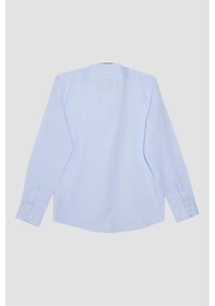 Resim Tudors Erkek Modern Fit Dar Kesim Pamuklu Kolay Ütü Armürlü Mavi Gömlek-32109-mavi Mavi 