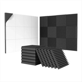 Resim Bueattuh 24PACK 2X12X12INCH Kendinden Yapışkanlı Akustik Köpük Paneller Piramit Tasarlanmış Ses Panelleri Ev ve Stüdyo Için (Yurt Dışından) 