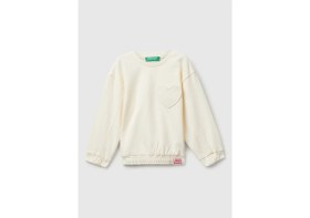 Resim Benetton Kız Bebek Ekru Kalpli Sweatshırt 3NBMG10K2-25K-015 