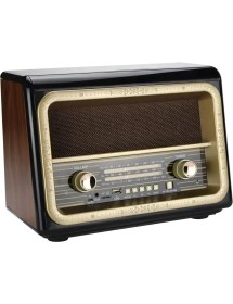 Resim Büyük Boy Ahşap Retro Bluetooth Radyo, Şık ve Nostaljik Tasarım 