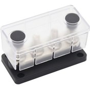 Resim 300a Akım Dağıtım Bloku, 4 Adet 3/8" Terminal, 48v Dc, Nylon Kapaklı Siyah Tamamlanmış 