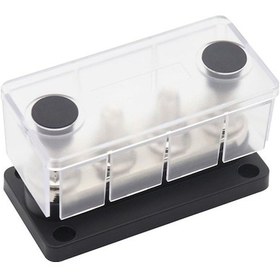 Resim 300a Akım Dağıtım Bloku, 4 Adet 3/8" Terminal, 48v Dc, Nylon Kapaklı Siyah Tamamlanmış 