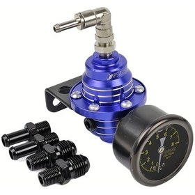 Resim Xuweiwei Mavi Itsok Yarış Jdm Spor Stili Alüminyum Evrensel Ayarlanabilir Yakıt Basınç Regülatörü Yağ Göstergesi Kiti 
