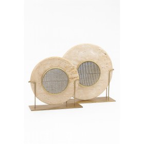 Resim Aurisphere Dekoratif Disk Obje Set Traverten Mermer 