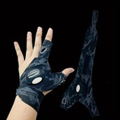 Resim 1 Çift Erkek Outdoor LED Işık Yayan Eldiven, Polyester Örgü Kumaş ile Kancalı ve Düğümlü Kapatma, CR2016 Pil ile Yıkanamaz 