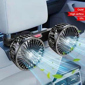 Resim Araba Montajlı Fan, Küçük Araç Kliması, Çift Başlıklı Mini AC, Güçlü Hava Akışı, 5 Kanat, 360° Dönebilir, Ultra Sessiz Çalışma, Kolay Klipsli Kurulum, Katlanabilir ve Çok Amaçlı Kullanım için Ayrılabilir, Fırçasız Motor, 70 inç USB Şarj Kablosu, Taban Kelepçe Bağlantısı, Araba ve Ev Kullanımı İçin Uygun 