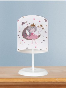 Resim Mekta Home Bebek Ve Çocuk Odası Ayda Oturan Prenses Kız Desenli Abajur 