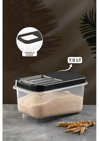 Resim Meleni Home Multibox 7,5 Lt Bakliyat Saklama Kabı - Kayar Kapaklı Erzak Saklama Kabı Un Kabı Antrasit 