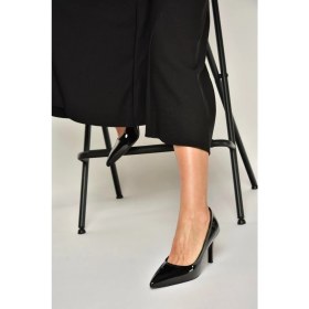 Resim Fox Shoes U676082008 Siyah Rugan Ince Topuklu Kadın Stiletto Ayakkabı 