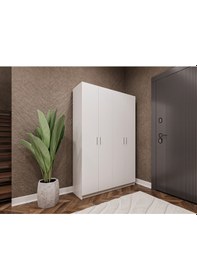 Resim %100 Mdflam Vestiyer & Portmanto V-08 120cm Beyaz 