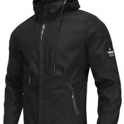 Resim Erkek Casual Rüzgar Geçirmez Kapüşonlu Ceket, Düğme Detayları, Uzun Kollu Fermuarlı Polyester Ceket, Bahar ve Sonbahar - Cep, Fermuar Kapatma, Normal Beden, Casual Giyim Ceketi|Kapüşonlu Ceket|Zipli Ceket 