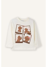 Resim Defacto Köpek Baskılı Penye Tişört Kız Bebek G9385a526sper99 Ekru-er99 