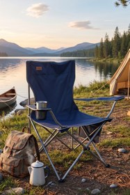 Resim Madfox CampSeat X90 Katlanır Kamp Sandalyesi Mavi (Taşıma Çantalı) 