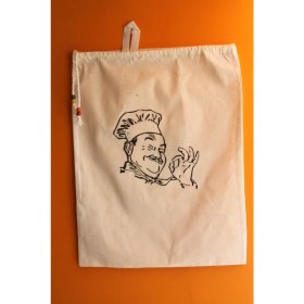 Resim Emtory Home Büyük Boy Chef Baskılı Askılı Bakliyat & Ekmek Torbası 50X40CM 