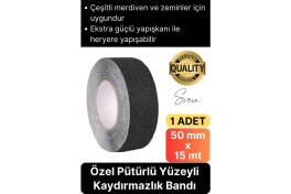 Resim Premium 50MM x 15MT Siyah Kaydırmaz Bant Yapışkanlı Merdiven Basamak Zemin Güçlü Tutunabilen Halı 