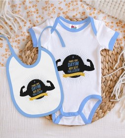 Resim Bk Kids Dayım Her Şeyi Halleder Tasarımlı Mavi Bebek Body Zıbın V Çok Renkli 
