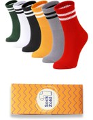 Resim SockZoid Unisex Çizgili Kolej Spor Çorapları 6'lı Paket-215 