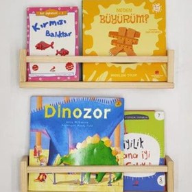 Resim Loolpi Home - Ters Düz Kullanılabilen Montessori Duvar Rafı Doğal Ahşap Çok Amaçlı Dekoratif Raf 