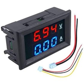 Resim Dijital Voltmetre Ampermetre Volt Akım Ölçer Dc 0-100v 10a 