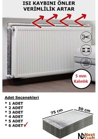Resim Petek Arkası Isı Yalıtım Levhası 6 Adet 75x50 Cm 5 Mm Kalınlık Kalorifer Radyatör Arkası Folyo 