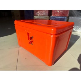 Resim Motosiklet Pizza Servis Çantası Köşeli Kilitli Turuncu 90 Litre 