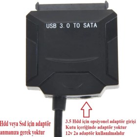 Resim Alfais 4356 USB 3.0 2.5 3.5 Inç Sata HDD SSD Harddisk Çevirici Dönüştürücü Disk Kablosu 