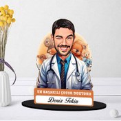 Resim Kişiye Özel Erkek Çocuk Doktoruna Hediye Karikatürlü Biblo 