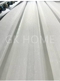 Resim Simli Bambu Düz Tül Perde Kırışmaz Salon Tülü 1/3 Sık Pile Kırık Beyaz 